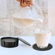 1/3pcs/5pcs Set Customized Coasters, Round 10cm PU Leather Coasters With Text/Letter, For Coffee Cups, Tea Cups, Dining Tables, Bars, Cars, Heat-Resistant Anti-Slip Mats, Personalized Gifts - Multicolor - View 2