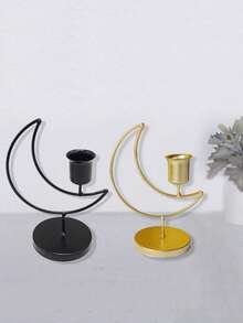 1个开斋节金属桌面烛台，小圆烛台，斋月餐桌烛台（不含蜡烛） - 月亮款 - 查看 4