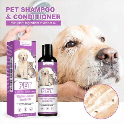 Champú para mascotas con lavanda y aceite de coco, ayuda a aliviar la picazón de la piel, suaviza el pelaje, desenreda, para perros y gatos