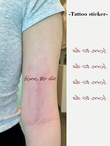 1 hình xăm tạm thời chống thấm nước và mồ hôi, kiểu dáng thời trang "Không thể nào quên", với phông chữ tiếng Anh viết tay đậm dễ thương, phù hợp cho xương quai xanh và eo của các cô gái gợi cảm. - Đỏ - Xem 2
