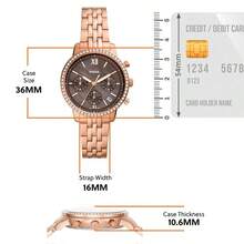 Fossil Neutra Series Chronograph Watch: Three-Eye Calendar Display, Stainless Steel Strap ES5218 - Rose Gold - View 7