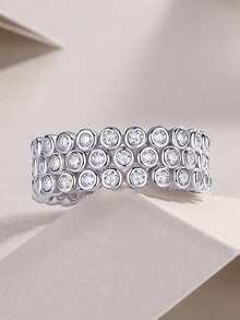 1 PC Fashion Cubic Zirconia Ring For Women For Valentine's Day Gift Wedding Anniversary Party Jewelry - Silver - View 12