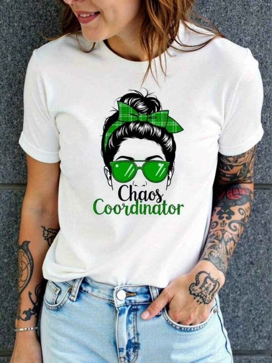 Women's St  Patrick's Day Shamrock Print T-Shirt - Irish-Themed Casual Short Sleeve Top Suitable For Parties & Daily Wear - Breathable Round Neck Tee With Saint Patrick (Machine Washable) - trắng - Xem 1