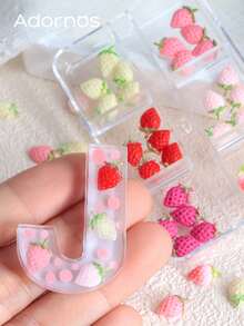 春季可爱草莓美甲配件 混合尺寸 彩色奶油草莓 卡哇伊美甲装饰 Y2K 女孩 情人节 DIY 美甲饰品 美甲用品 - 彩色 - 查看 6