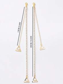 1对女士闪亮水钻肩带，优雅铜质身体链，镂空三角形吊坠，可拆卸水钻链，性感隐形胸罩肩带，派对女孩必备，性感约会/音乐节派对女孩装扮，纯真迷人风格吊带背心 - 彩色 - 查看 7