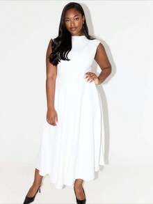 Vestido minimalista de unicolor de alta gama con estilo europeo y americano, temperamento francés, nueva llegada 2026 - Blanco - Ver 5