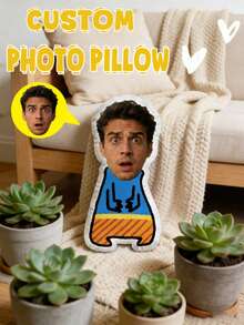 Customizable Cat Photo Pillow DIY Pet Memorial Gift 3D Animal Image Pillow Personalized Lost Dog Gift Dog Photo Cushion Christmas Gift - Blue Man - View 3