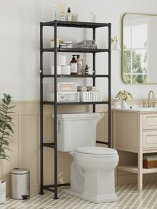 1pc 2/3/4/ Tier Over Toilet Storage Stand, Easy Assembly Bathroom Shelf, Black Metal Space Saving Organizer For Restroom Towel, Shampoo & Toilet Paper - Multicolor - View 6