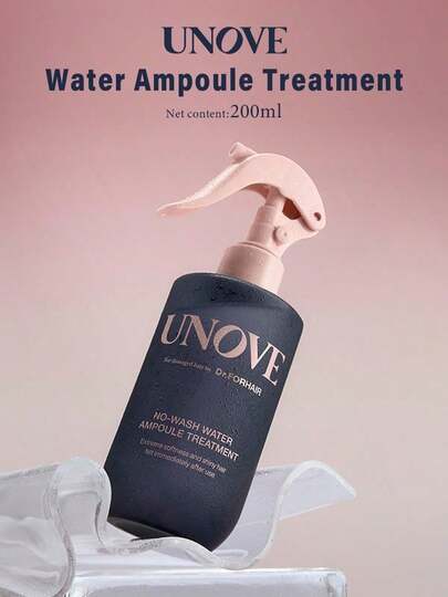  一瓶 Unove 免洗保湿安瓶护发精华，即可深层滋润受损发质，即刻抚平毛躁，提升秀发光泽柔顺度。其轻盈不油腻的质地，让您随时随地修护秀发，同时带来持久留香。
