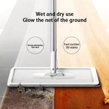1pc Flat Mop, Hand-Washable, Easy Separation, Comprehensive Home Cleaning, Magic 360 Rotating Mop With Bucket Set, Suitable For Dry And Wet Floor Dusting - Stretch - View 4