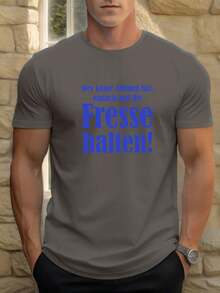 Men's Fresse English Pattern Summer Casual Round Neck Short-Shirt - 黑色 - 查看 10