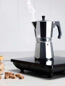 Cafetera Italiana Manual de Aluminio 6 Tazas Café Expresso 300ml - Plateado - Ver 6