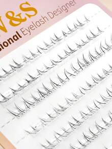 80片猫咪主题下睫毛单根假睫毛，自然垂坠感，分段透明睫毛杆，逼真漫画风格 - B - 查看 7