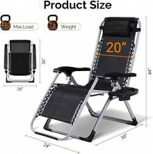 Padded Zero Gravity Chair, Lounge Chair With Removable Cushion & Tray, Folding Reclining Patio Chairs, Recliner Chair For Lawn,Indoor And Outdoor - 藍色 - 查看 4