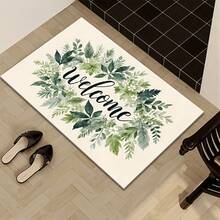 Elegant Floral Welcome Doormat - Non-Slip Backing, Machine Washable Indoor/Outdoor Mat With Green Foliage & Flowers, Soft Comfortable Home Decor, Durable Polyester For Entryway, Bedroom, Living Room - 彩色 - 查看 8