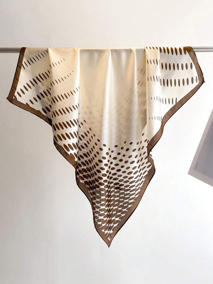 1条女士几何印花头巾，真丝发带，颈巾，适合日常使用 - 彩色 - 查看 1