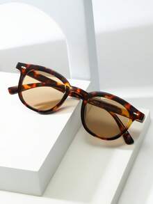 1pc Cat Eye Small Frame Fashion Glasses, High-Quality Personality Minimalist Fashion Glasses, Suitable For Party, Casual, Travel, Beach, Daily Wear - Tortoise Shell Frame Tea - View 5