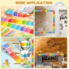 Borde de tablón de anuncios autoadhesivo con ojos expresivos, nariz, boca, decoraciones de tablón de anuncios para aula, decoraciones para fiestas - 1 rollo Estilo D - Ver 6