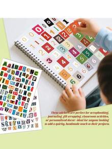 288PCS/4 Sheets Small Vinyl Alphabet Stickers - Colorful Letter Collage Kit With 28 Sheets Self-Adhesive Mini Stickers For Free Word Combining, DIY Card Making & Notebook Decor Creative Journaling - Valentine DIY Stickers, Scrapbook Lettering Kit, - Multicolor - View 3