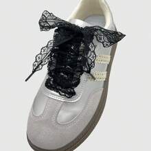 2Pcs Ballet Sweet Style Black & White Silk Lace Edging Girlish Shoelaces Soft Lace & Sturdy Silk Material Decoration Renewal Anti-Snag/Easy To Tie & Non-Loose Canvas/Ballet/Casual/White Shoes Girlish Heart Shoe Accessory High-Value Shoe Decoration Must-Have Perfect For Graduation Season - Multicolor - View 8