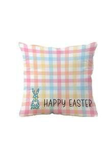 1pc/4pcs Rabbit & Easter Egg Print Pillow Cover, Home Decor Sofa Cushion Cover, Bedroom Headrest Pillow Slip, Car Seat Lumbar Cushion Cover, Room Decor - Multicolor - View 13