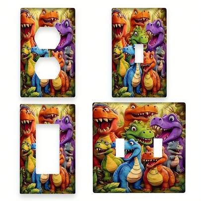 [2D Flat Printing] 1PC Fashionable Aesthetic Switch Cover - Modern Decorative Switch Panel |   Wall Switch Plate |   Electrical Outlet Cover 1pc 1Gang/2Gang Vibrant Smiling Dinosaurs Decorative Switch Plate Covers |   Wall Plate Light Switch Cover Device Outlet Plate Electrical Faceplate Home Bedroom Kitchen Room Decor All-Season Festive Switch Cover & Plate -/New Year/Valentine's Day/'s Day Decor |   Bedroom/Living Room/Kitchen/Bathroom/Dorm/Office |   Holiday & Housewarming Gifts