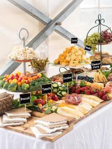 12pcs/6pcs/2pcs Wooden Mini Chalkboard Set With High & Low Stands, Suitable For Wedding Venue Seating Signs, Birthday Party Decorations, Buffet Food Labels, Message Boards, Small Rectangular Chalkboards, Multi-Scene Reusable - Multicolor - View 4
