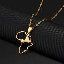 1Pc 3CM Charm African Maps Different Countries Pendants Necklaces Kenya Cameroon Senegal Ghana Morocco - Yellow Gold - View 20