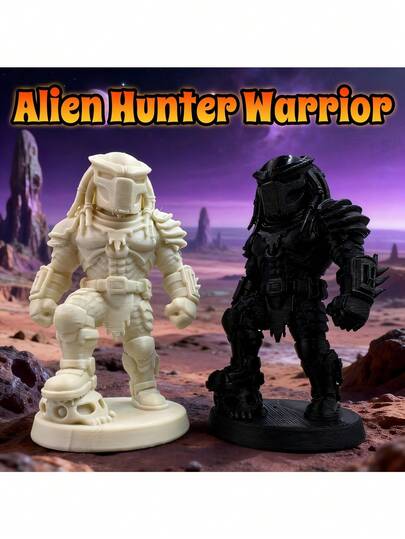 1pc Dark Alien Hunter Warrior Decor Figurine, Suitable For Outdoor Garden Decor, Desktop Elegant Decoration, Study Room Art Display, Unique Valentine's Gift, Mecha Texture + 3D Sculpt Quality, Excellent Home Aesthetic Piece