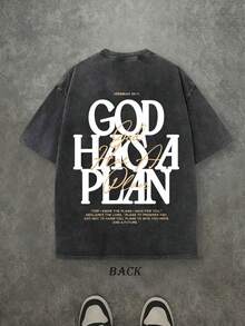 God Has A Plan Vintage Tee 100% Cotton | Jeremiah 29:11 Washed T-Shirt, Distressed Soft - Christian Faith Gift & Inspirational Daily Wear | Unisex - 黑色 - 查看 2