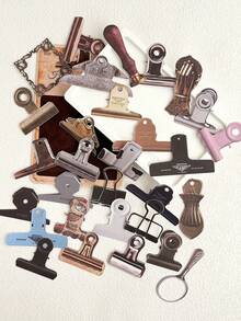 30pcs/Pack Handmade Workshop Series Stationery Paperclips, Scrapbooking Hollow Hard Cards - Multicolor - View 5