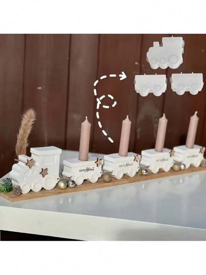 3pcs Train Shaped Candle Molds, Suitable For Christmas, Birthday, Wedding, Home Decor, Asymmetrical Shape, No Power Required