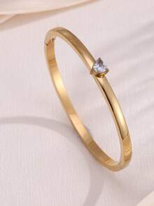 rakol 3件套开口手镯，铜质锆石镀18K金，深受优雅女孩喜爱 - 金黃色 - 查看 6