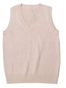 Women Sweater Vests - 杏色 - 查看 3