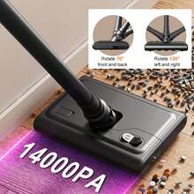 14000PA Wireless Stick Vacuum With LED Light – Vacuuming + Mopping 2-In-1, Detachable Battery, Multiple Attachments For Deep Cleaning Floors, Stairs, And Furniture - 黑色 - 查看 8