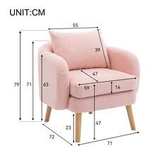 Modern Teddy Velvet Sofa Chair, Chair With Extra Thick Cushion, Unique, Solid Wood Legs, Multicoloured Optional. - Pink - View 10