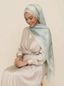 1pc Women Bohemian Style Fashion Watercolor Floral Print Women Hijab, Autumn/Winter Street Couples Scarf, Suitable For Daily Wear For Dress - Multicolor - View 4