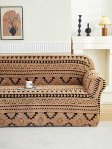 1 Peça Capa de Sofá Prova de Animais de Pelúcia Macia Catiônica, Capa de Sofá de Jacquard de Pelúcia Bordada Boêmia Multicolorida Grossa, Adequada para Sofá de 1/2/3/4 Lugares, Outono/Inverno - Multicolorido - Visão 4