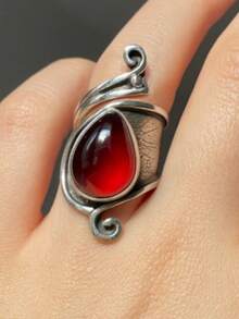 1枚复古不对称宝石镶嵌可调节合金戒指 - 復古戒指 - 查看 21