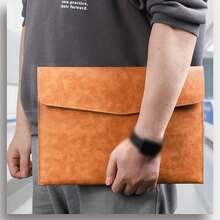 1 Túi đựng tài liệu bằng da PU, cặp tài liệu cỡ lớn có nút bấm, lý tưởng cho nhân viên văn phòng và sinh viên, túi đựng tài liệu du lịch đa năng. - màu nâu - Xem 9