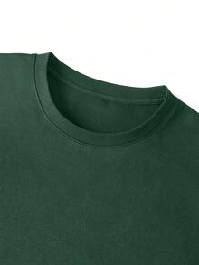 Men's Personalized T-Shirt With Letter Graphic Print, Suitable For Summer Casual, Home, And Commute Wear - Dark Green - View 3