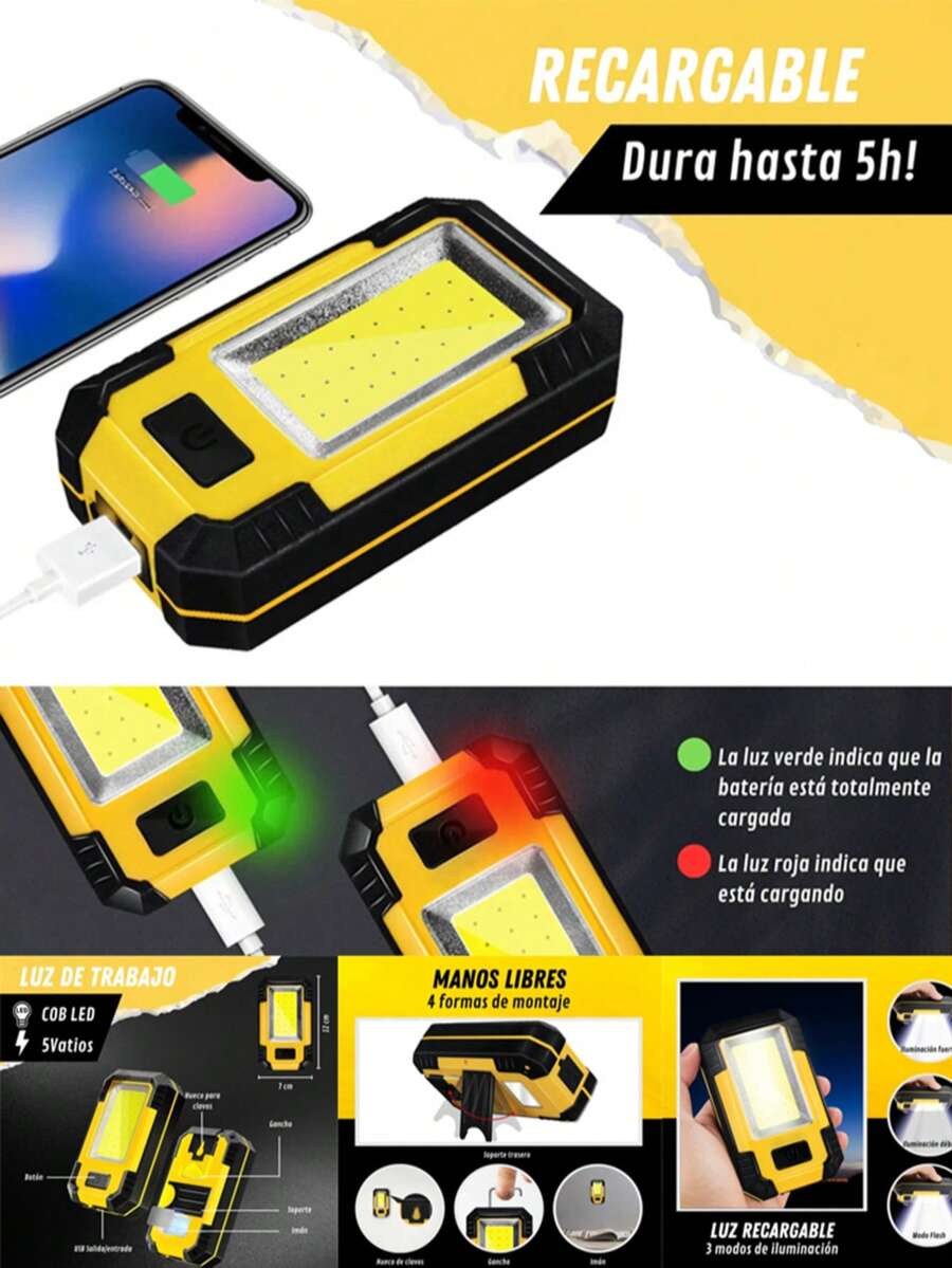 Luz de trabajo LED magnética COB, lámpara recargable súper brillante para reparación de automóviles y inspección - Luz de trabajo - Ver 1