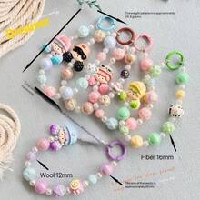 Beaded Popcorn Charm, Random Hand-Painted Bead Pattern, Keychain, Bag Charm, Phone Strap, Accessory (Shipped By Color Series) - Multicolor - View 6