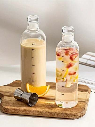 1pc/Portable Large Capacity Plastic Water Bottle, Beautiful Shaker, Travel Essentials, Glass Juice Bottle, Water Bottlepp