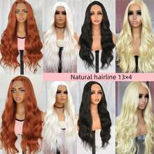 13x4 High Density Lace Front Wig, Heatproof Synthetic Wavy Lace Front Wig In Black, White, 613 Blonde, Ginger Orange Colors, No Glue Needed, Suitable For Cosplay And Halloween Party - Multicolor - View 2