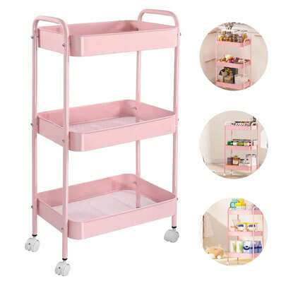 Carrito con ruedas de 3 niveles, carrito utilitario de metal con ruedas de plástico, carrito de almacenamiento con ruedas de malla resistente, carrito de manualidades para