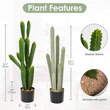 Cactus Artificial Grande 82.6 cm en Maceta para Decoración del Hogar Jardín Oficina Regalo para Inauguración de Casa-B029 - Mezcla - Ver 1