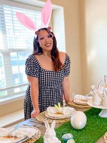 Set de 2/1 pieza de disfraz para fiesta de Pascua, incluye diadema con orejas de conejo, gafas de fiesta, accesorios para fotos, tocados lindos para fiestas, para crear ambiente festivo, accesorios de cosplay, diadema de Pascua, adecuado para fiestas temáticas, eventos festivos - Multicolor - Ver 7