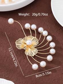 1pc Fashionable Faux Pearl Decorated Iron Wire Earrings, Suitable For Women's Party, Gathering, Banquet Attendance, Gift - Red - View 9