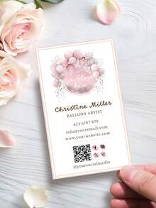 200pcs Personalized Business Cards,Personalized Pink Rose Gold BALLOON ARTIST Party Planner Business Card,Customize Photo And Text,Personalized Professional Work Cards, Art Business Cards,Exclusive Customized VIP Cards - A - View 4
